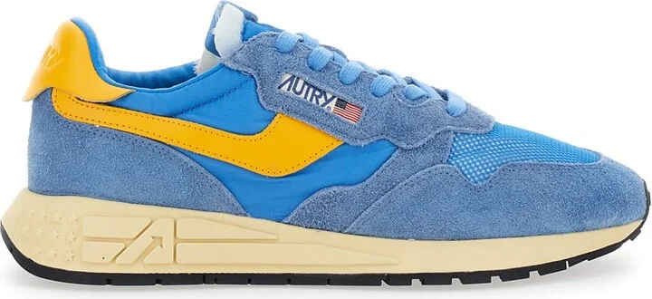 'reelwind Super Vintage' Blue Sneakers With Logo Patch On The Tongue And Contrasting Heel In Fabric And Leather Man