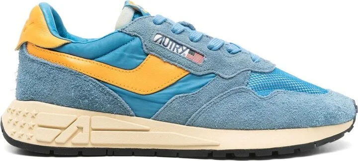 'Reelwind Super Vintage' Blue Sneakers With Logo Patch On The Tongue And Contrasting Heel In Fabric And Leather Man