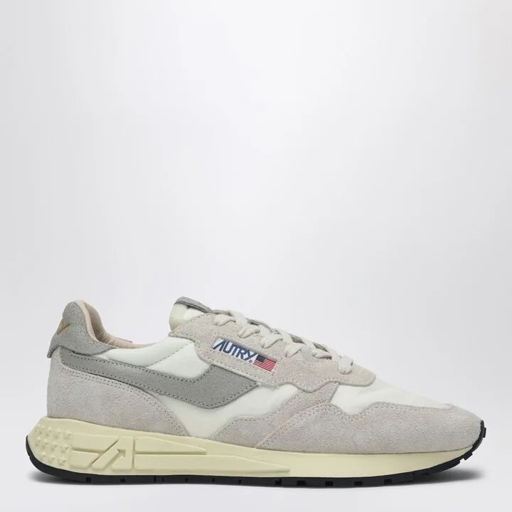 Reelwind trainer in white nylon and suede