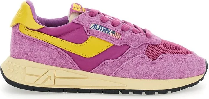 'Reelwind' Violet Low Top Sneakers With Logo Patch On Tongue And Side In Leather Blend Woman