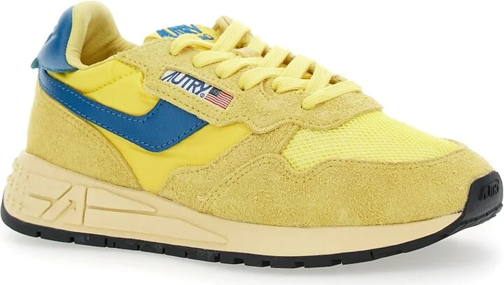 'reelwind' Yellow Low Top Sneakers With Logo Patch On Tongue And Side In Leather Blend Woman - Image 2