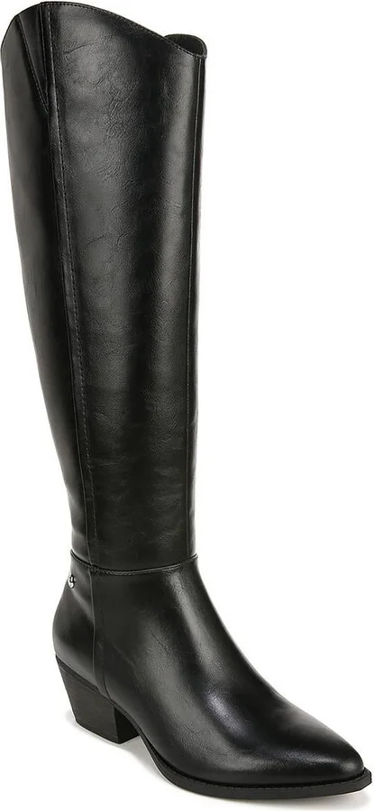 Reese Womens Faux Leather Block Heel Knee-High Boots