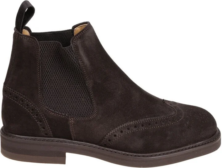 Refined Dark Peat Suede Ankle Boots