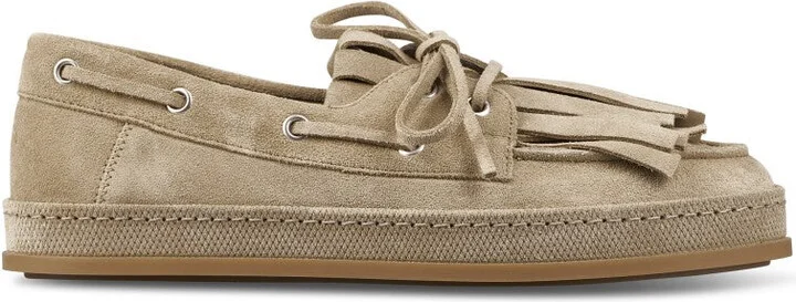 Refined Suede Flat Shoes With Lace-Through Detail