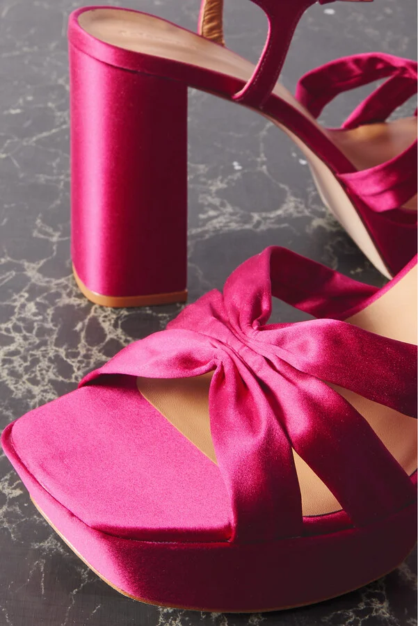 REFORMATION - Monetta Satin Platform Sandals - Pink - Image 4
