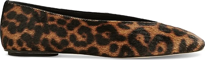Reformation Women's Prudence Leopard Print Calf Hair Ballet Flats