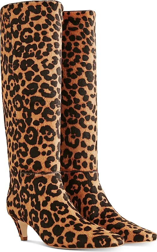 Reformation Women's Remy Leopard Print Calf Hair Knee High Boots