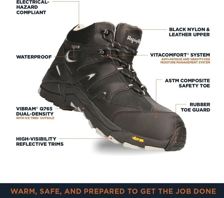 RefrigiWear Men's Crossover Hiker Boot Waterproof Work Boots, Lightweight & Slip-Resistant, Freezing Temps Comfort - Image 2