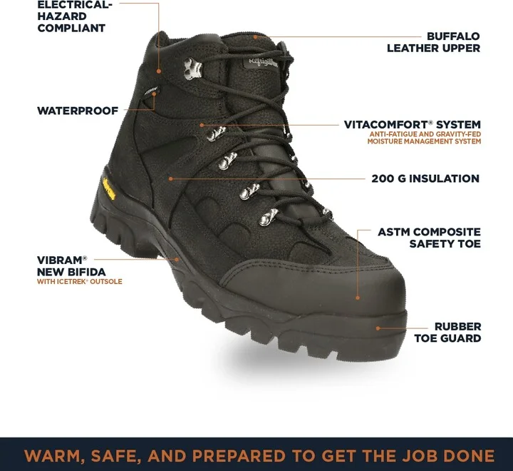 RefrigiWear Men's EnduraMax Boot - Waterproof Leather Work Boots with Vibram Outsole, and Composite Toe for Cold Weather - Image 6