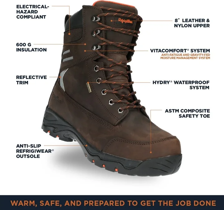 RefrigiWear Men's Ice Viking Waterproof Insulated Work Boots Composite Toe, Anti-Slip, Cold Weather Safety Footwear - Image 2