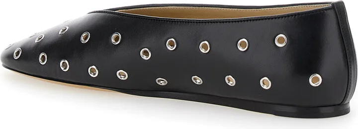 'regency' Black Ballerinas With Eyelets In Leather Woman - Image 3
