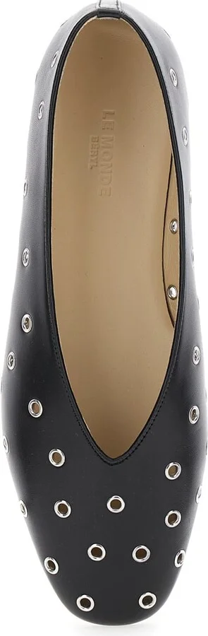 'regency' Black Ballerinas With Eyelets In Leather Woman - Image 4