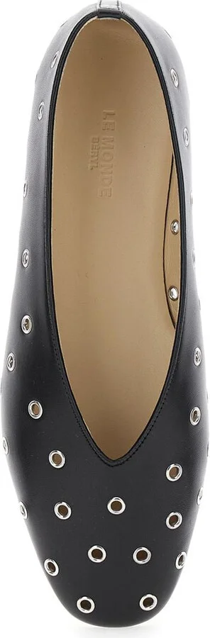 'Regency' Black Ballerinas With Eyelets In Leather Woman - Image 3