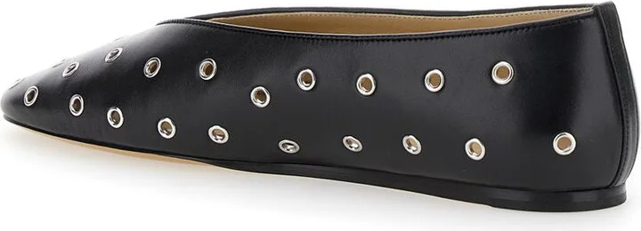 'Regency' Black Ballerinas With Eyelets In Leather Woman - Image 4