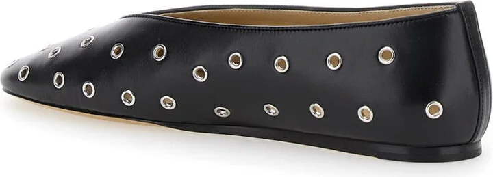 'Regency' Black Ballerinas With Eyelets In Leather Woman - Image 3