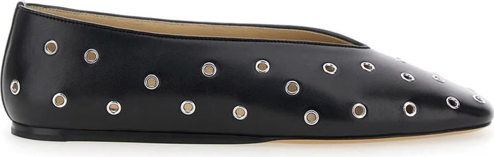 'Regency' Black Ballerinas With Eyelets In Leather Woman