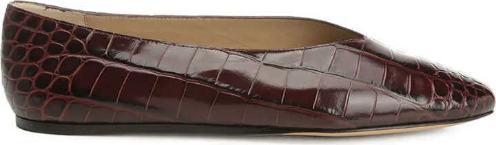 Regency crocodile-effect pointed slippers