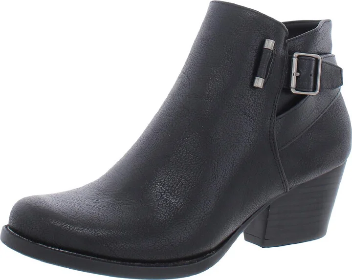 Reggie Womens Faux Leather Almond Toe Ankle Boots