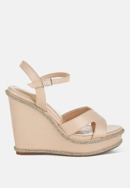 Regina Rhinestones Embellished Wedge Sandals Women