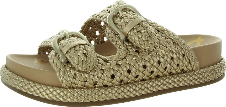 Reid Womens Faux Leather Slide Sandals