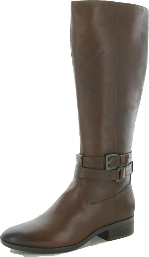 REID Womens Wide Calf Leather Knee-High Boots