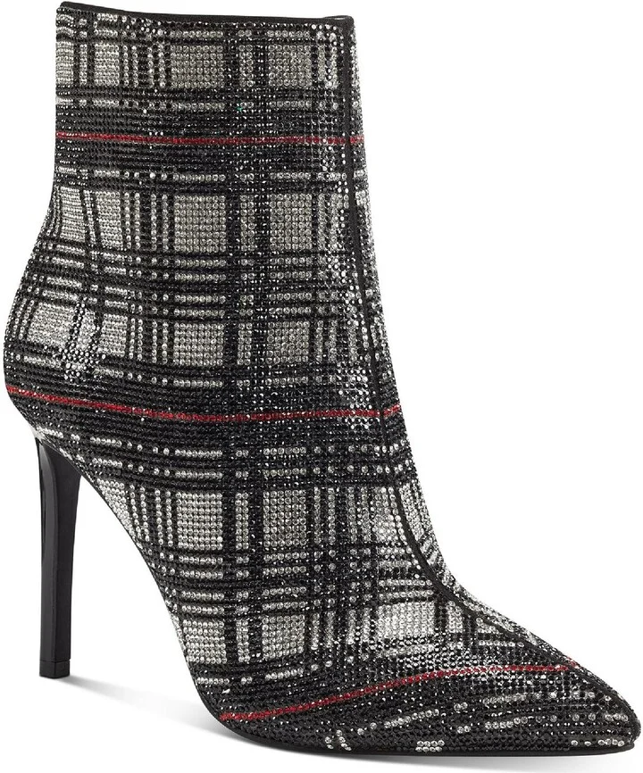 Reisa 4 Womens Rhinestone Plaid Booties