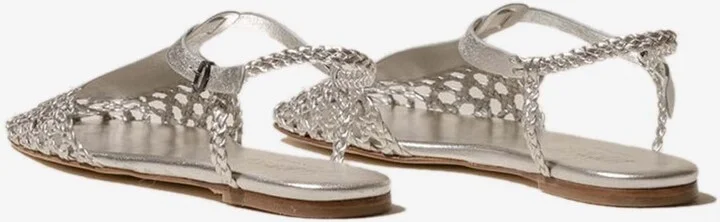 Reixa Metallic Woven T-bar Sandals - Image 2