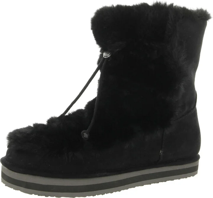 Remii Womens Faux Suede Fuzzy Winter & Snow Boots