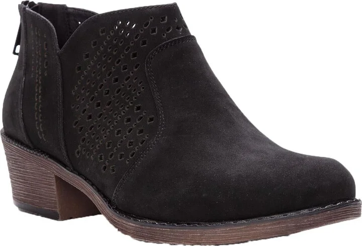 Remy Womens Leather Block Heel Ankle Boots