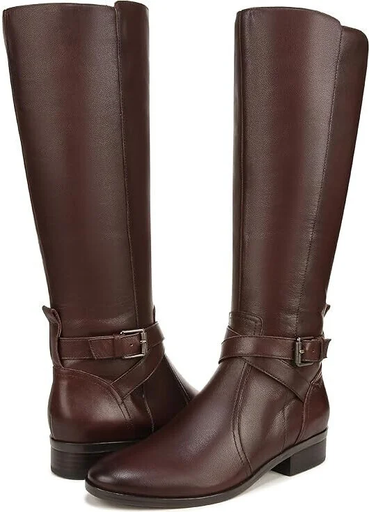 Rena Boot Women's US 7 Brown Leather Almond Toe Knee High KHD1853