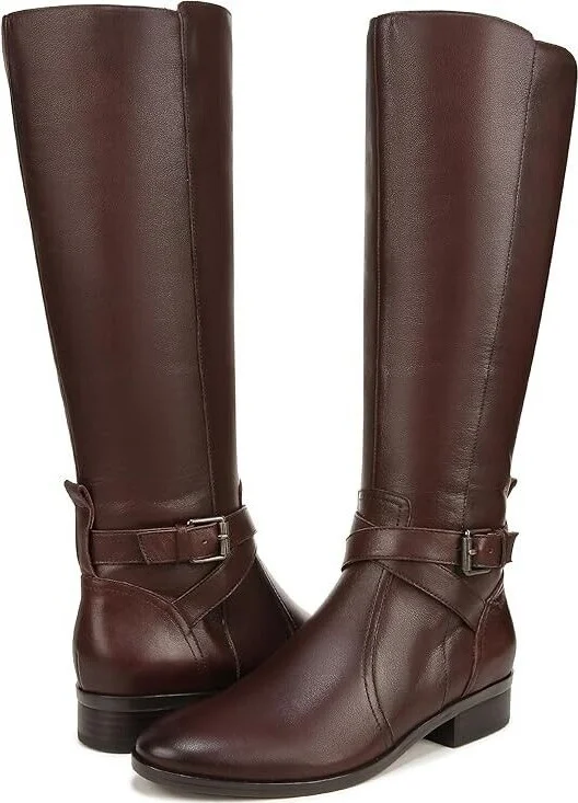 Rena Riding Boot Womens 7.5 Chocolate Leather Knee High Boots FZP264