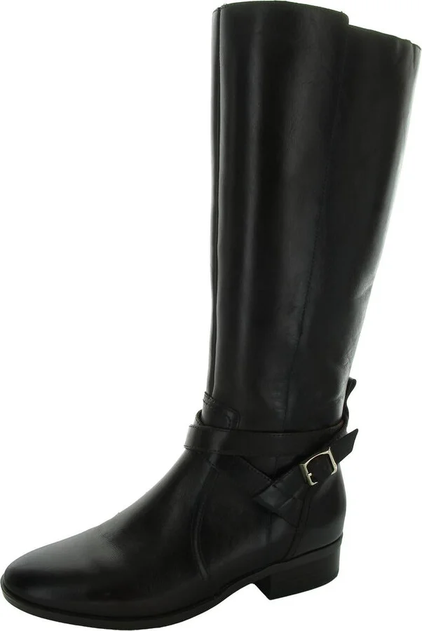 Rena Womens Slip On Zip Up Knee-High Boots