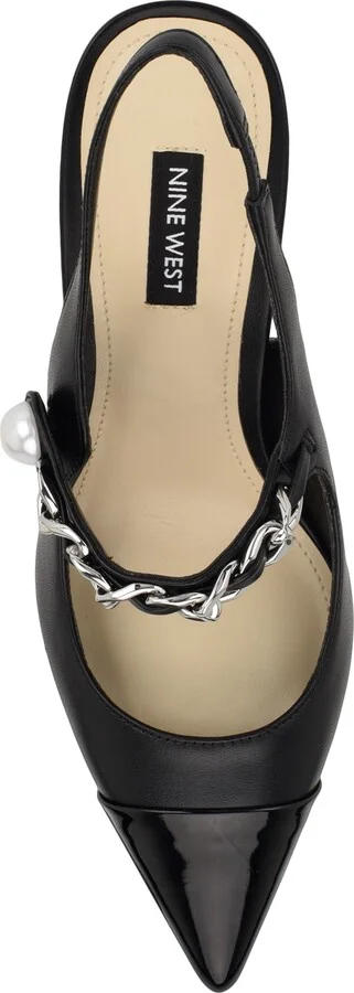 Rendez Slingback Pointed Cap Toe Mary Jane Pump - Image 9