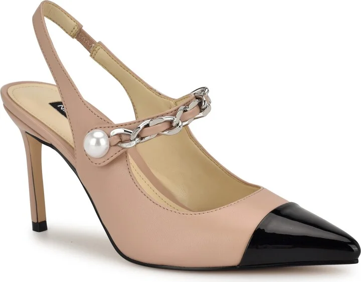 Rendez Slingback Pointed Cap Toe Mary Jane Pump