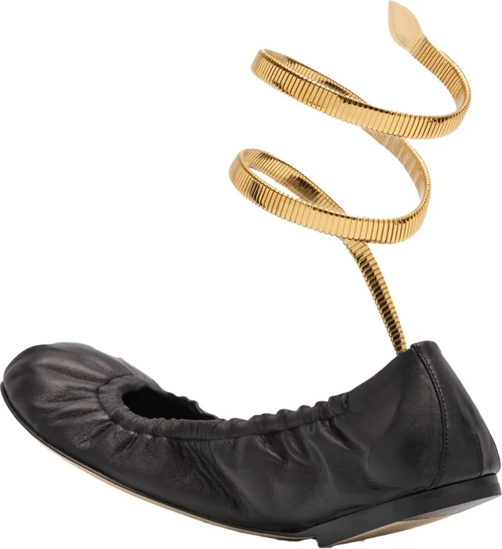 René Caovilla Black Leather Flats - Image 6