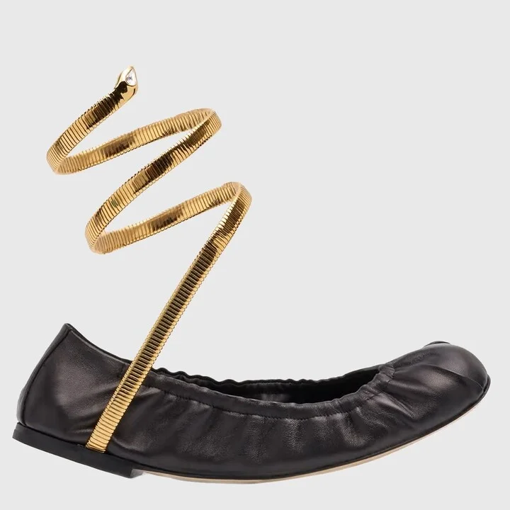 René Caovilla Black Leather Flats - Image 10