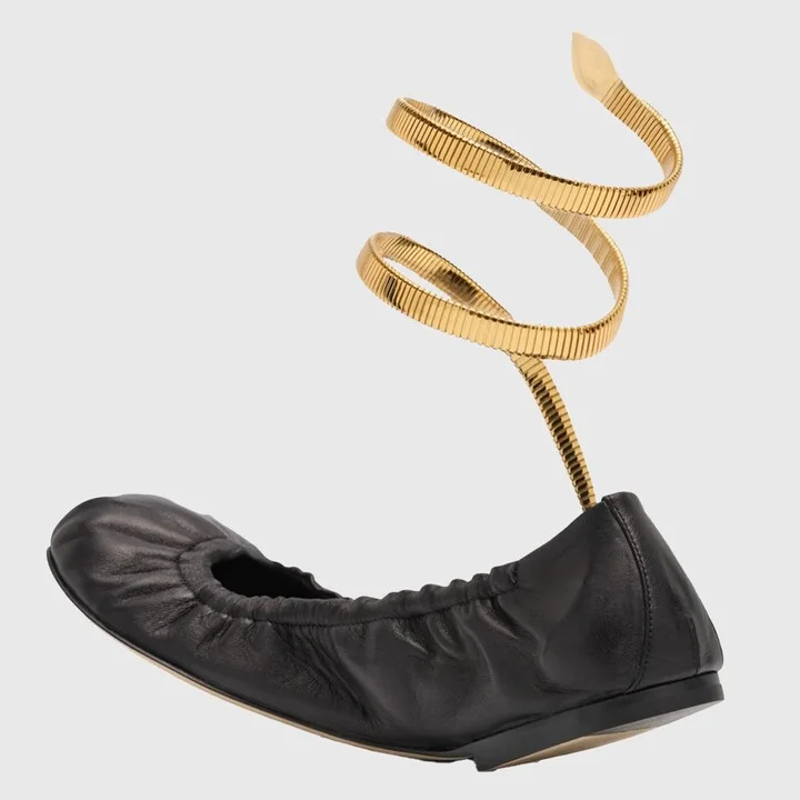 René Caovilla Black Leather Flats - Image 2