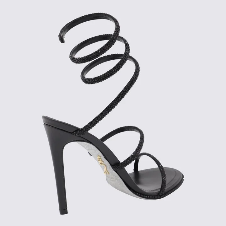 René Caovilla Black Leather Sandals - Image 3