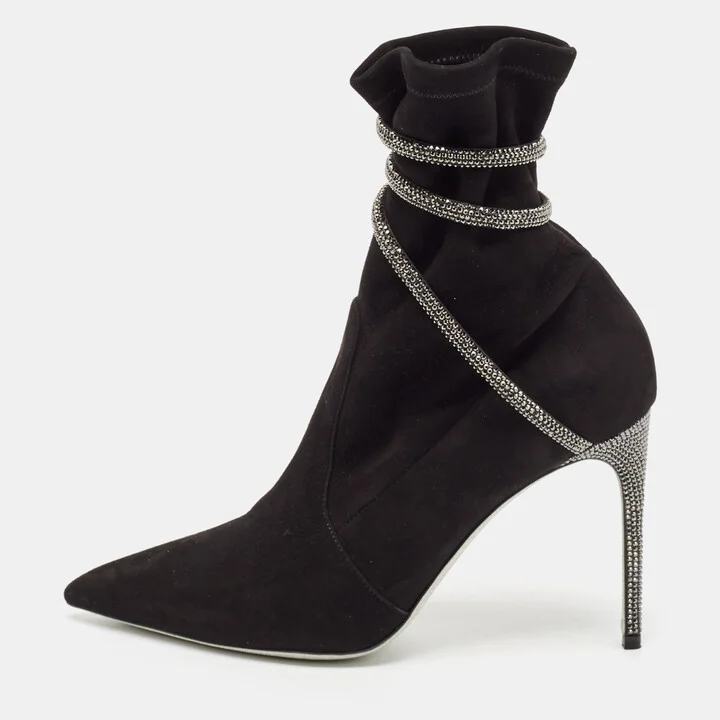 René Caovilla Black Suede Cleo Booties Size 40