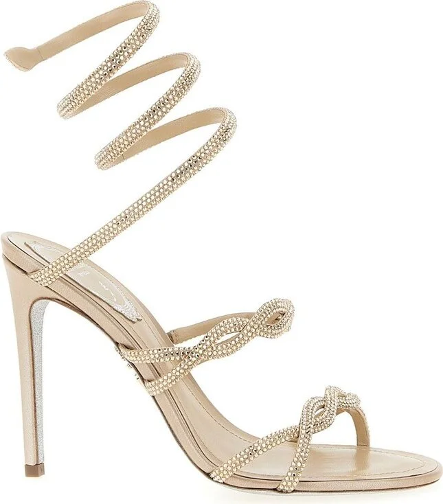 René Caovilla Braid Cleo Fog Satin Embellished Sandals