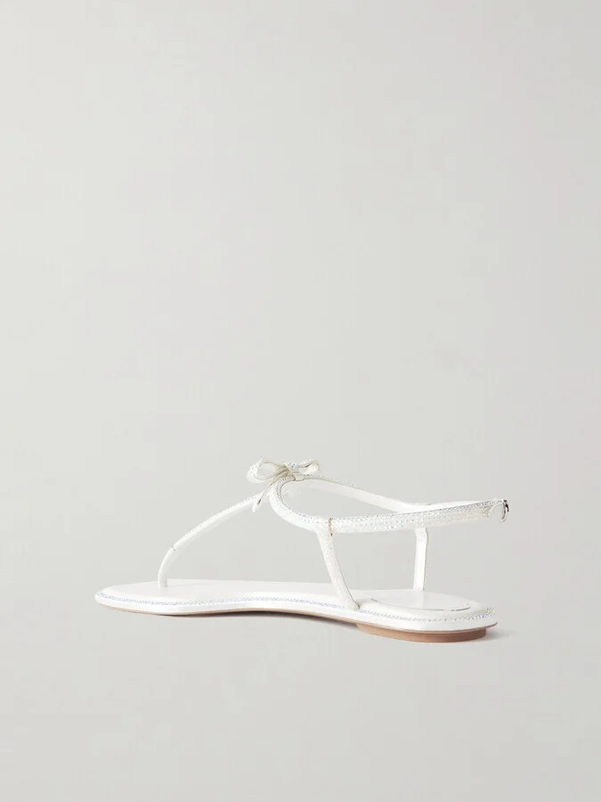 René Caovilla - Caterina Bow And Crystal-embellished Leather Sandals - White - Image 3