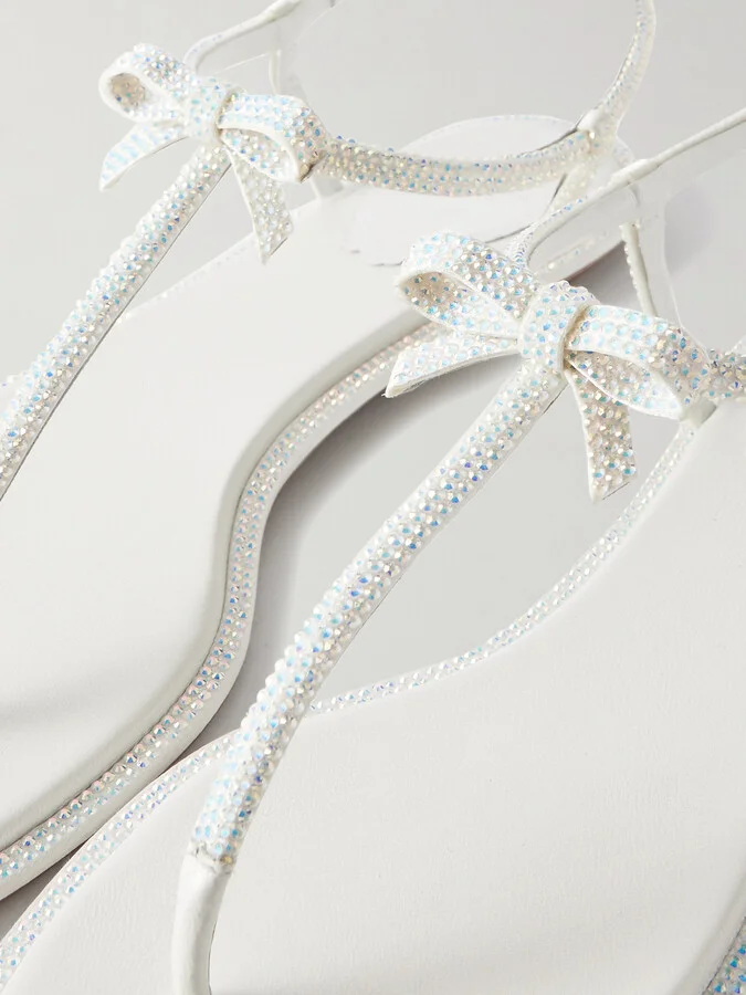 René Caovilla - Caterina Bow And Crystal-embellished Leather Sandals - White - Image 4