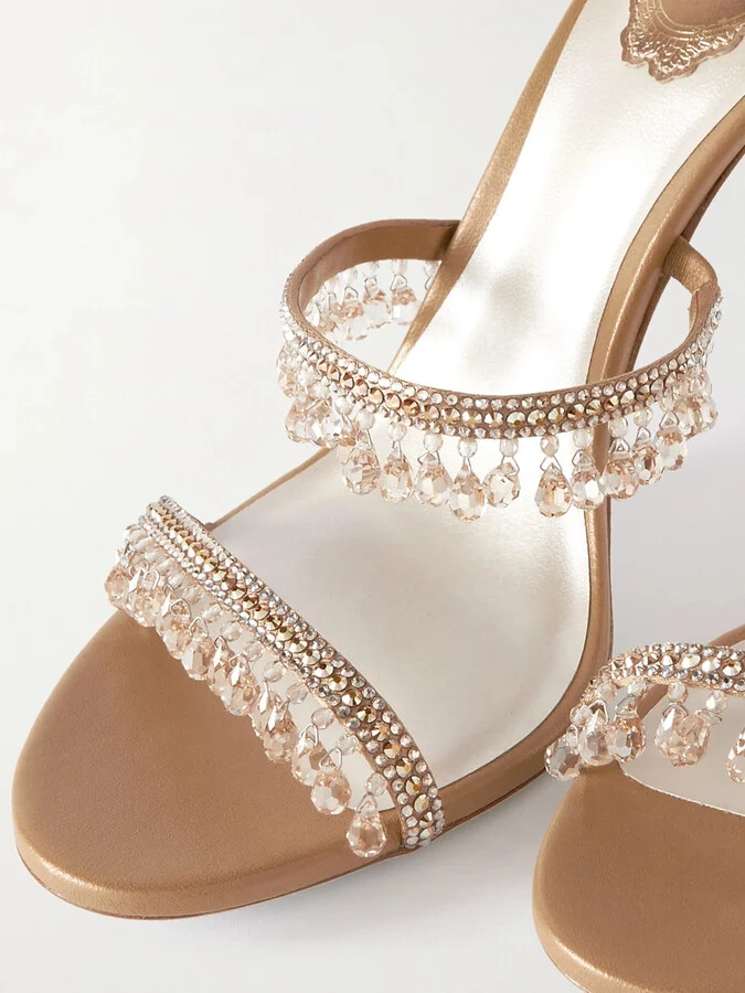 René Caovilla - Chandelier Crystal-embellished Leather Sandals - Gold - Image 4