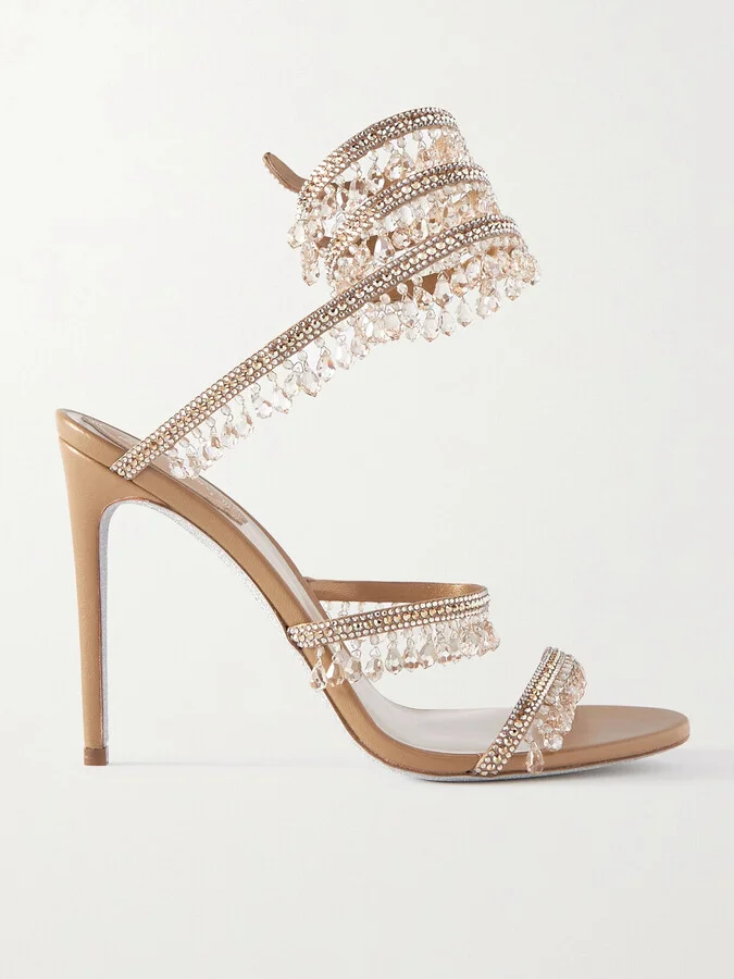 René Caovilla - Chandelier Crystal-embellished Leather Sandals - Gold