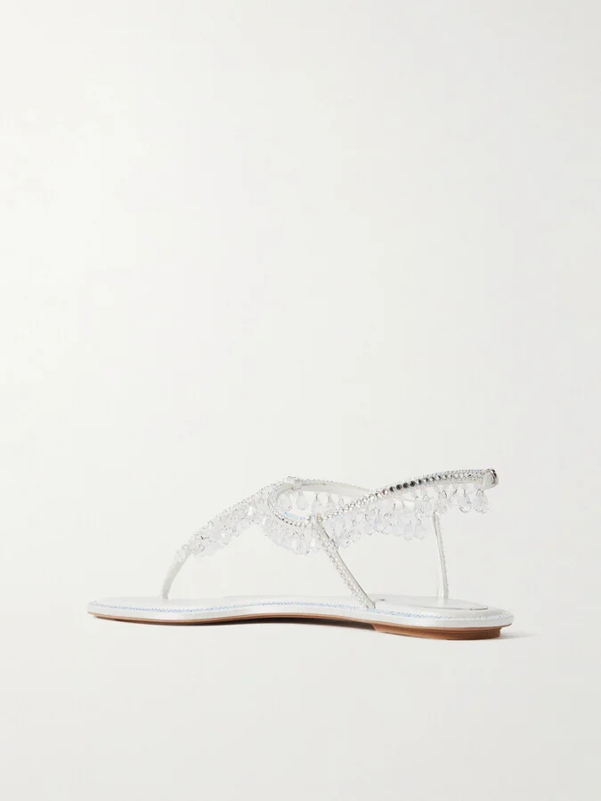 René Caovilla - Chandelier Crystal-embellished Satin Sandals - White - Image 3