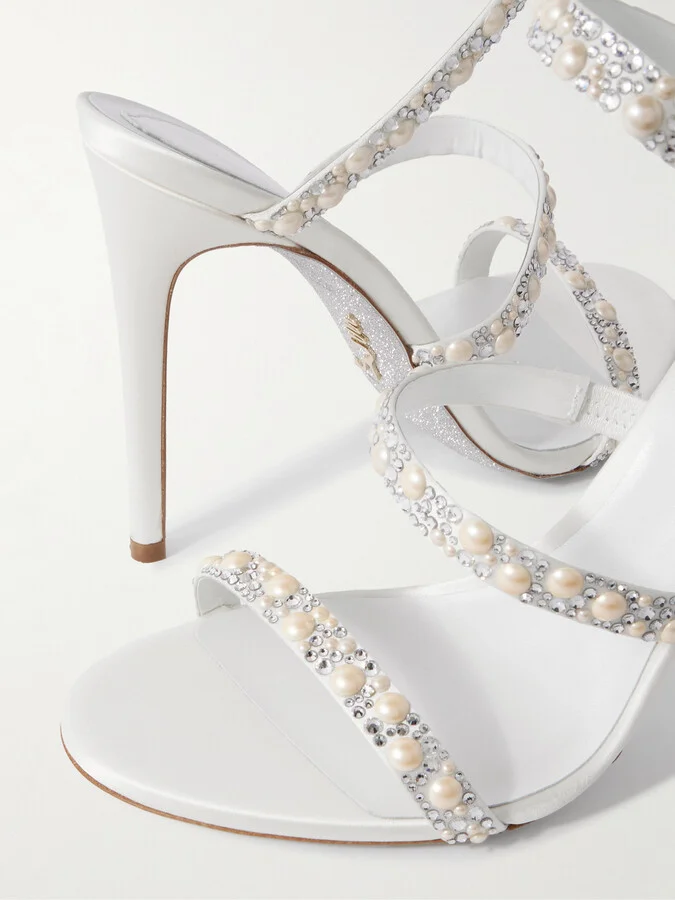 René Caovilla - Chandelier Embellished Satin Sandals - White - Image 4