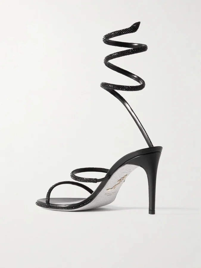 René Caovilla - Cleo Crystal-embellished Leather Sandals - Black - Image 3