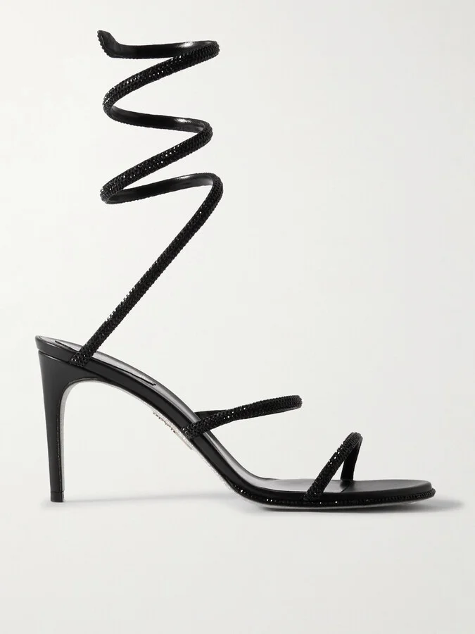 René Caovilla - Cleo Crystal-embellished Leather Sandals - Black
