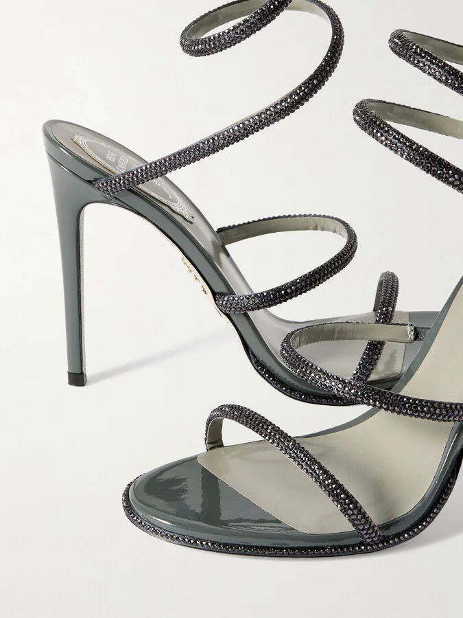 René Caovilla - Cleo Crystal-embellished Satin Sandals - Gray - Image 4