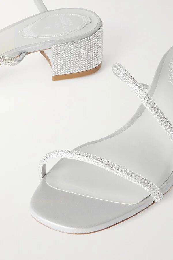 René Caovilla - Cleo Crystal-embellished Satin Sandals - Silver - Image 4